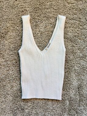 Madewell V-Neck Crop Sweater Tank Eyelet White Size XXS